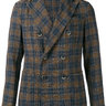 Barena Mustard-Blue Checked Unstructured Blazer