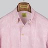 *SOLD* G.Inglese Coral (Red) Stripe Cotton Oxford Popover Shirt Capri Collar - Size 39 15.5