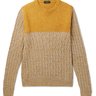 SOLD❗️ZANONE Color-Block Cable-Knit Sweater Yak Wool Yellow IT50/M-L