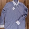 FRAY contrasting collar striped dress shirt - Size 44 / 17.5 - NWT