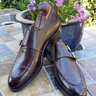SOLD--GORGEOUS SANTONI DOUBLE MONKS GOODYEAR WELTED - APRON TOE GREAT CONDITION US 10