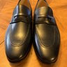 New a.Testoni Navy Calf Leather Loafers Size 10