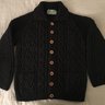 PRICE DROP - Strathtay (Inverallan) Aran Handknit Charcoal Lambswool 3A Cardigan Sweater