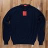 ISAIA navy blue cashmere sweater with suede elbow patches - Size Small - NWT