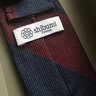 Shibumi-Firenze Navy/Burgundy Grenadine Garza Block Stripe Tie (Short)