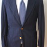 ULTRA RARE Gianni Campagna Bespoke STAPLE Navy Blue 3 Patch Blazer Brass Buttons ~38S - NO VENT