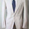 O MAST Sartoria Panico 100% Hand Made / Bespoke Beige Cotton Suit 2 Vent Flat Front