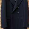 SOLD Drake's 40r Double Breasted Overcoat in Navy Loro Piana cloth