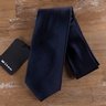 KITON solid navy blue satin silk tie - NWT