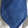 * SOLD * Drake's London Solbiati Linen Blue Herringbone Tie, BNWT