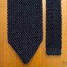 *SOLD* Knottery Pointed Silk Knit Tie, Navy - Made in Italy