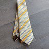 SOLD: HERMES Yellow & White Stripe Repp Silk Tie