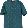 PORTUGUESE FLANNEL Vince teal blue cotton capri collar camp shirt - medium