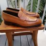 Used Carmina light brown penny loafers