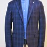 New 42R Lubiam super 110s navy blue plaid light weight spring summer sport coat
