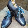 SOLD - EDWARD GREEN Blue & Black Two Tone W/Hatch Grain Saddle Shoes-10/10.5 D-202 Last