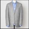 Raffaele Caruso light grey windowpane check wool cashmere sport coat EU52 US42