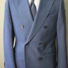 Panta NYC USA Bespoke Double Breasted Air Force Blue Fresco Unlined Suit (40/50)