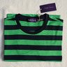 NWT $230 RLPL Size Large T-Shirt, Green And Blue Horizontal Stripes, 100% Cotton