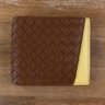 BOTTEGA VENETA  brown yellow leather intrecciato bifold wallet - NWT