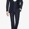 Suitsupply Lazio 3 Piece Navy Wool & Linen Tuxedo: 46R (w/suitbag)