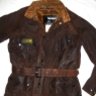 (SOLD) BARBOUR mens dark brown waxed cotton biker / hunting jacket L-XL