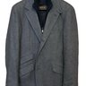 Loro Piana Cotton Wool Cashmere Slate Blue Gray Herringbone Jacket with Detachable Liner EU 50 US 40