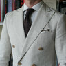 SOLD: Suitsupply DB Suit in Cream Herringbone Linen