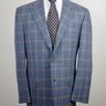 SOLD! NWT SARTORIA CASTANGIA ENTIRELY HANDMADE BLUE PLAID HOPSACK BLAZER EU52