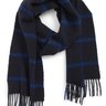 SOLD! NWT Barbour Navy Blue Tattersall Lambswool Scarf Made in UK Retail $69