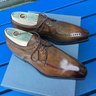 **SOLD**NIB SANTONI LIMITED EDITION DERBY SHOES, 8 E UK in BROWN / COGNAC CALF. RETAIL € 1.729.