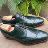 SOLD - CARMINA LODEN GREEN SHELL CORDOVAN  WINGTIP DERBY SHOES  RAIN LAST UK 10