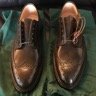 CROCKETT & JONES "MARLOW" SHELL CORODVAN BROWN SHORTWING WINGTIP BLUCHERS 9 UK 10 US