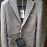 NWT LBM 1911 Grey Patterned Wool/Cotton Sportcoat in Size 46 IT (36 US).