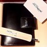 New S.T. Dupont Paris Men's Gloss Leather Wallet Phone Holder Pin In Original Box