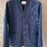 Dehen 1920 Classic Cardigan in Navy Worsted Wool