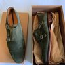 Meermin green suede double monks, size UK11.5