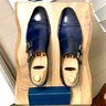 SOLD! Santoni Dark Blue Double Monk Dress Shoes US 8.5