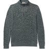 NWT Inis Meain "Wave Stitch" Linen Half-zip Sweater, Aqua Blue, L