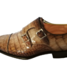 Santoni Alligator leather croc monk shoes and belt