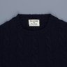 William Lockie x Frans Boone Gullan Super Geelong Cable Sweater, Navy, Size 44 NWT