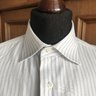 BRIONI Mens 100% Cotton White & Blue Stripe Dress Shirt 40 15.3/4 Made in Italy