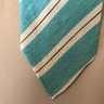 SOLD! Mattabisch Teal/White/Brown Stripe Silk-Linen Tie [pre-owned]