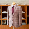 Spier Mackay Mens Burgundy Check Jacket in Wool Cotton and Linen 40S
