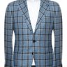 SPIER & MACKAY 40R Aqua Plaid Check Silk Linen Wool Blazer Sport Coat Jacket - 40R