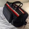 Moncler Kunlum Striped logo-embroidered quilted holdall/duffle
