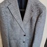 SPIER MACKAY 40S MEN'S BLUE LINEN AND WOOL GLEN CHECK JACKET BLAZER