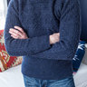 ***SOLD*** Eidos Napoli Navy Blue Cable Knit Wool Mock Neck Sweater | Medium