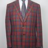 SOLD! NWT SARTORIO BY KITON HANDMADE RED PLAID WOOL TWEED BLAZER US40/EU50