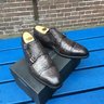 **SOLD** MAGNANNI DOUBLE MONKS 8.5 E UK ANTIQUED DARK GREY (REAL) CROCODILE